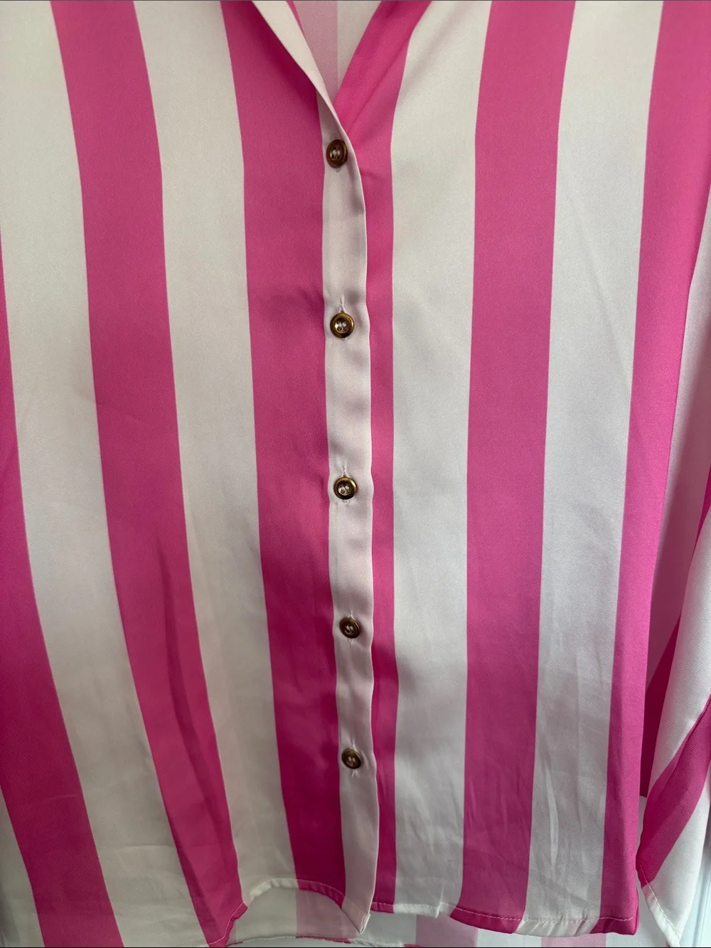 Sundry Pink and White Vertical Stripe Button-Down Shirt
